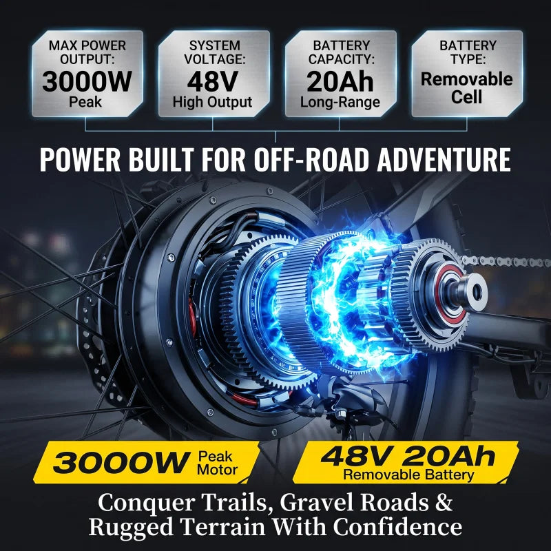 SYKERUNS X5 3000W Electric Dirt Bike 48V 24Ah Off Road Motorcycle Hydraulic Disc Brake for Adults Teens