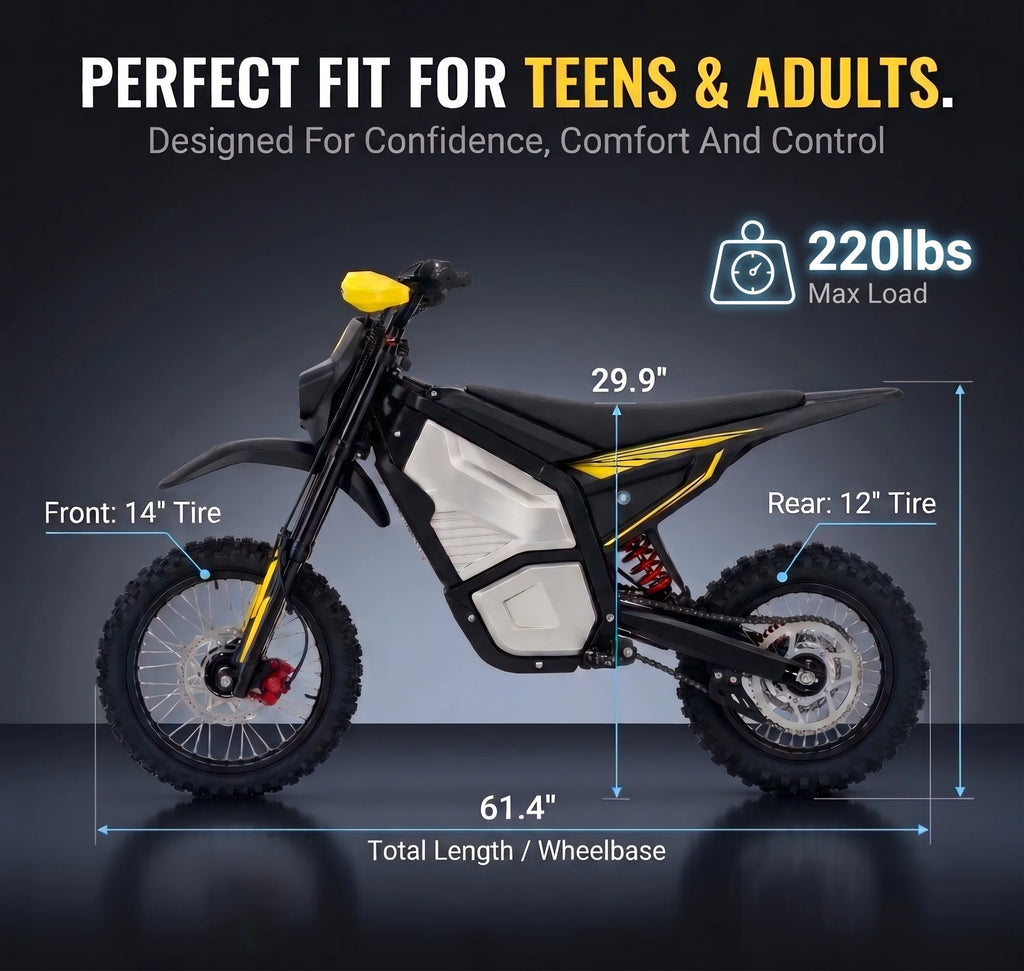 SYKERUNS X5 3000W Electric Dirt Bike 48V 24Ah Off Road Motorcycle Hydraulic Disc Brake for Adults Teens