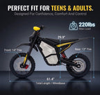 SYKERUNS X5 3000W Electric Dirt Bike 48V 24Ah Off Road Motorcycle Hydraulic Disc Brake for Adults Teens