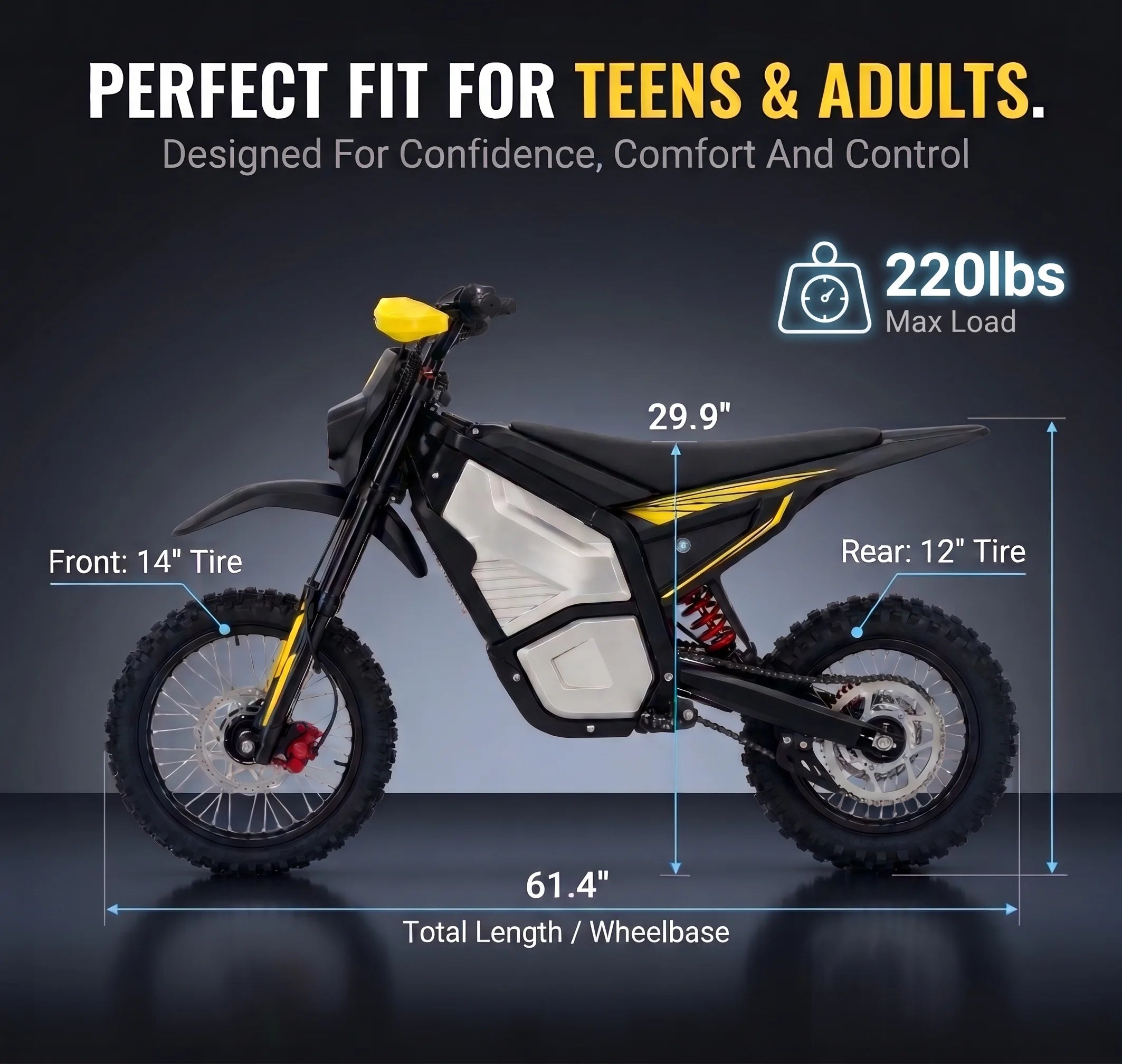 SYKERUNS X5 3000W Electric Dirt Bike 48V 24Ah Off Road Motorcycle Hydraulic Disc Brake for Adults Teens