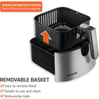Digital Air Fryer 5.3QT High Power Stainless Steel Finish Black Inox