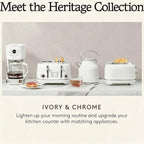 Coffee Machine, 12 Cup Programmable Drip Coffee Maker, Ivory & Chrome