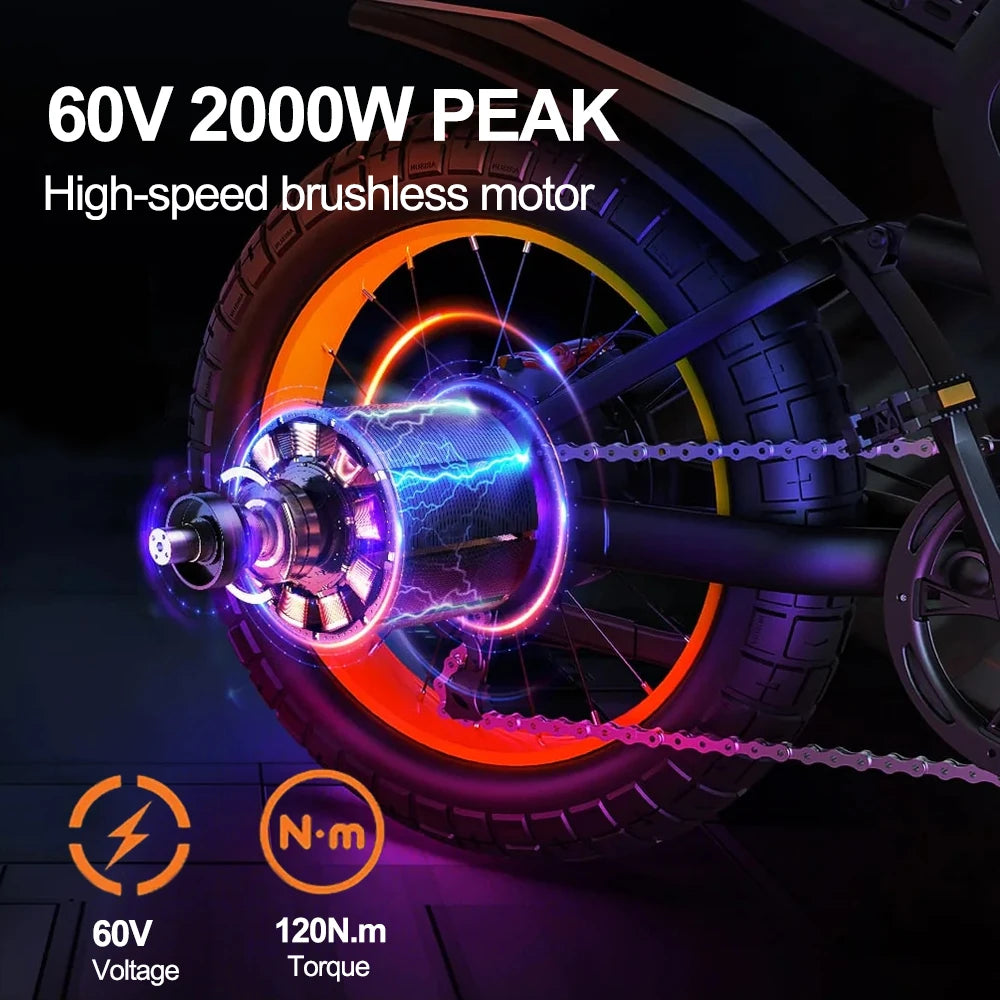 COSWHEEL GT20 MAX Electric Dirt Bike Teens Adults, 2000W 60V E-Bike with Dual Suspension, Hydraulic Brakes, Off-Road Tires