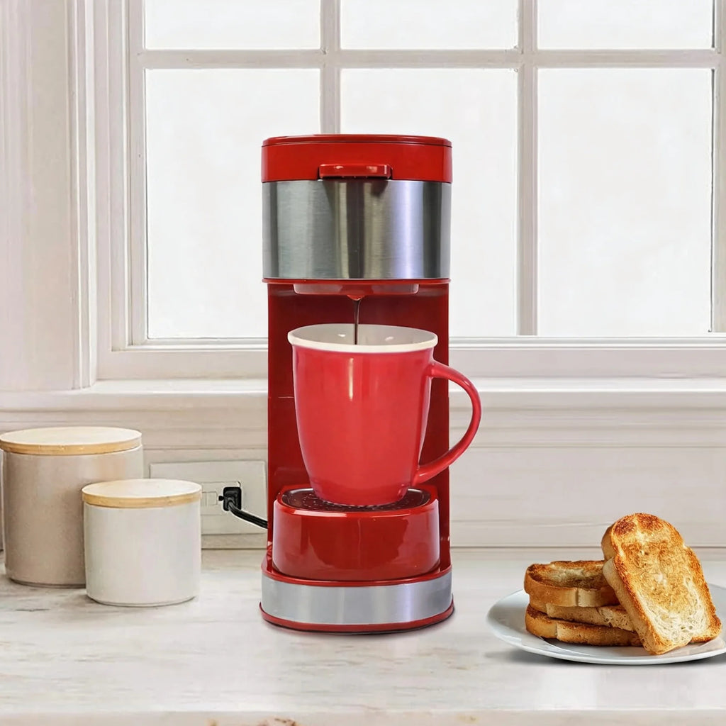 Single Serve Coffee Maker – Compatible with    K‑Cup Pods & Ground Coffee, One Cup Brewer, 6–12 Oz Brew Sizes, Travel Mug