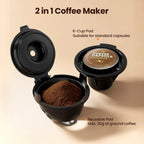 Single Serve Coffee Maker, 2 in 1 Drop Coffee Machine Compatible with K Cup & Ground Coffee, 5 Brew Sizes 6-14 Oz, 40oz Remov