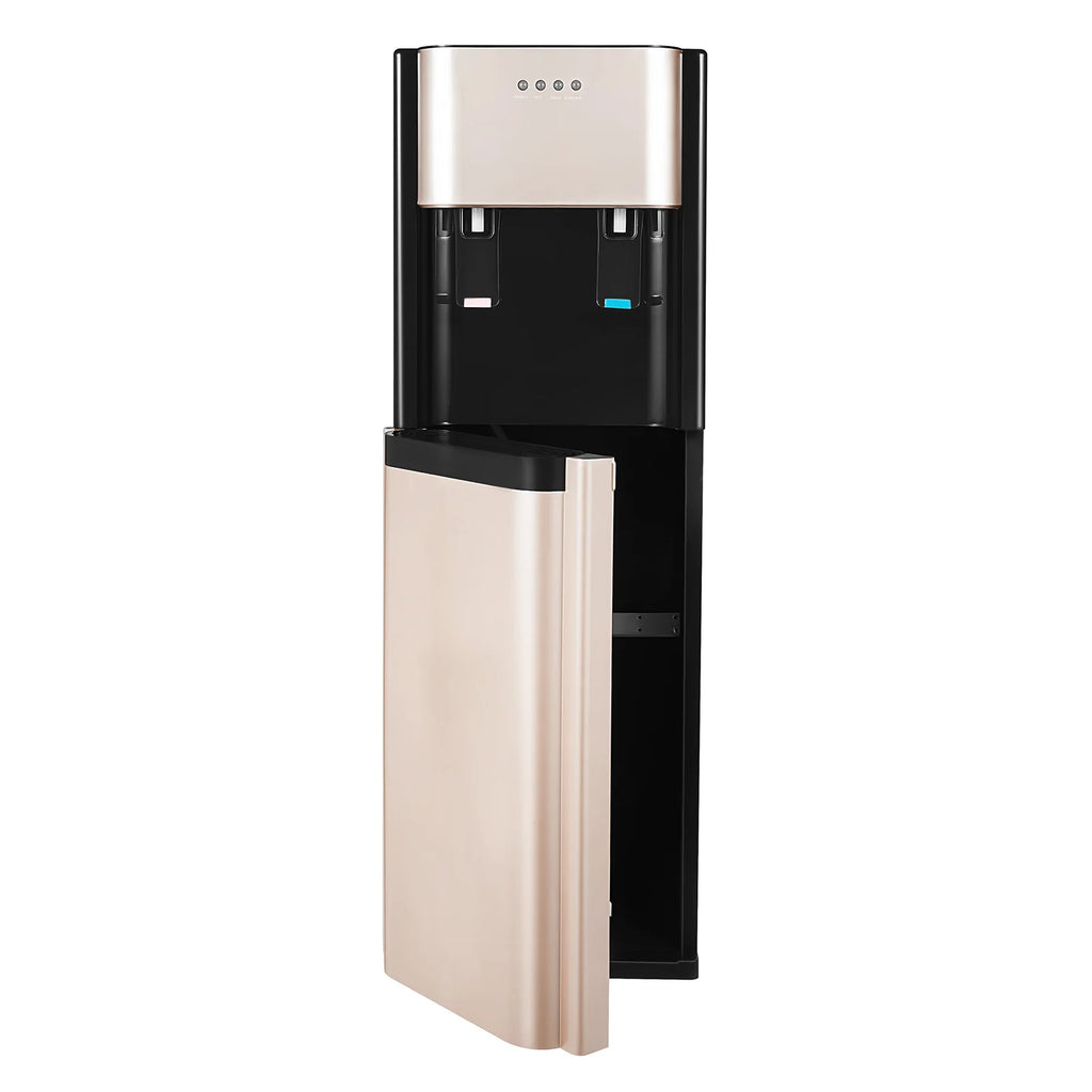 Water Cooler Dispenser, Water Cooler with Hot & Cold, Bottom Loading, Durable Stainless Steel Liner, PP Shell, 450W Heating, 70W Cooling for Home Kitchen, Anti-corrosion, Gold, US Standard