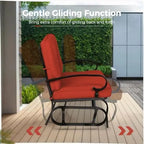Outdoor Patio Glider Chair, Rocking Glider Bench for 2 Person, Porch Furniture Loveseat Seating, Wrought Iron Patio