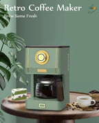 Drip Coffee Maker, Coffee Machine with 25 Oz Glass Coffee Pot, Retro Style Coffee Maker with Reusable Filter & Three Brewing