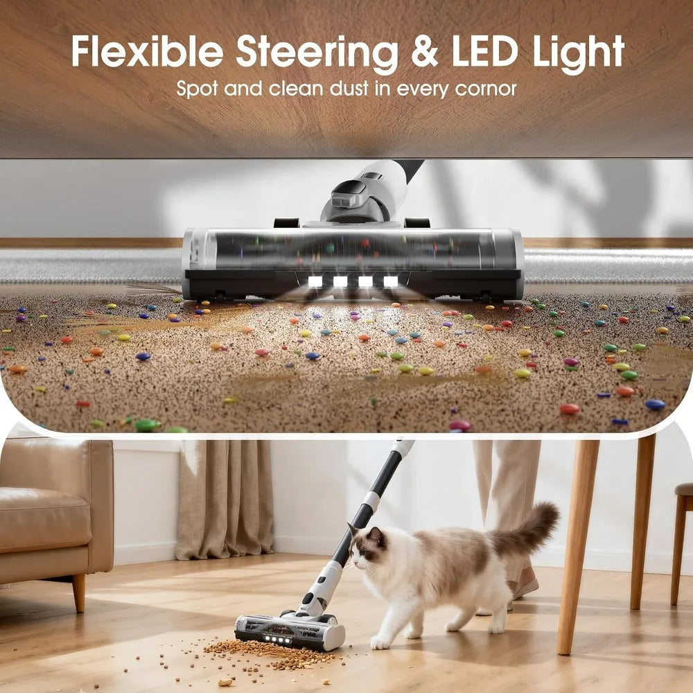 50KPA Cordless Vacuum, 70Mins Runtime, Self-Standing, Touchscreen, 6lbs, for Pet Hair & Carpet