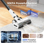 50KPA Cordless Vacuum, 70Mins Runtime, Self-Standing, Touchscreen, 6lbs, for Pet Hair & Carpet