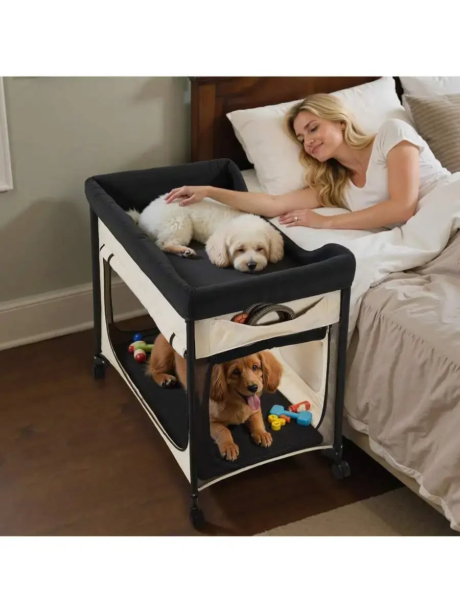 Elevated Dog Bed For Large Dogs, Portable Raised Dog Cot With Steel Metal Frame And Breathable Teslin Mesh, Indoor & Outdoor