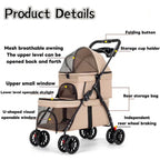 Double Pet Stroller for Small Cats and Dogs, Foldable Kittens Puppies Travel Strolling Cart with 2 Carriages, Lockable Wheels,