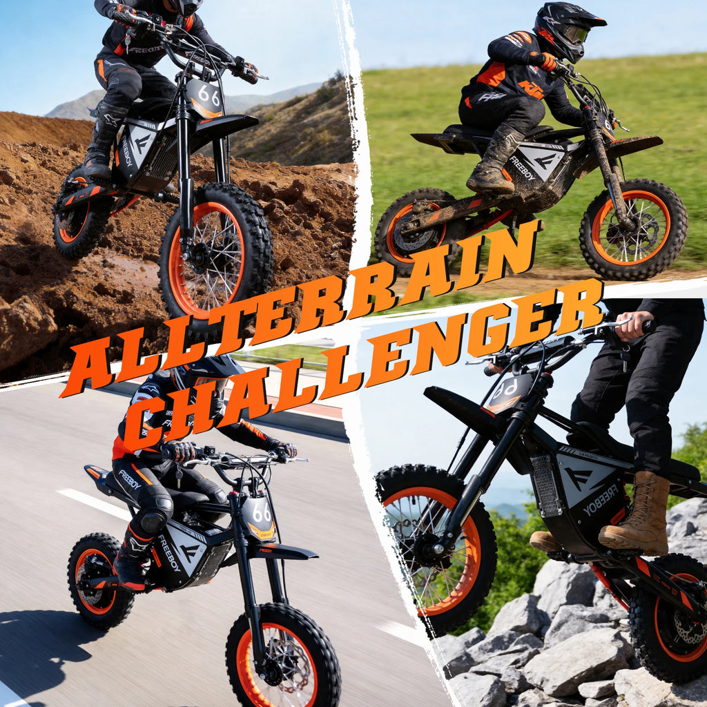 FREEBOY Y66 3000W Electric Dirt Bike for Adults Teens, 34MPH 48V 30Ah Lithium Battery Off-Road Electric Motorcycle, 12/10 Inch Fat Tire E-Bike Moped Scooter, 31-Mile Range 265LBS Load Hydraulic Disc Brake, Beach Snow Mountain