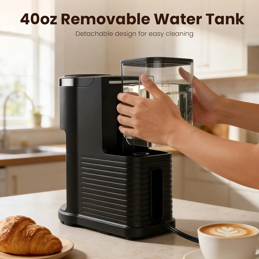 Single Serve Coffee Maker, 2 in 1 Drop Coffee Machine Compatible with K Cup & Ground Coffee, 5 Brew Sizes 6-14 Oz, 40oz Remov