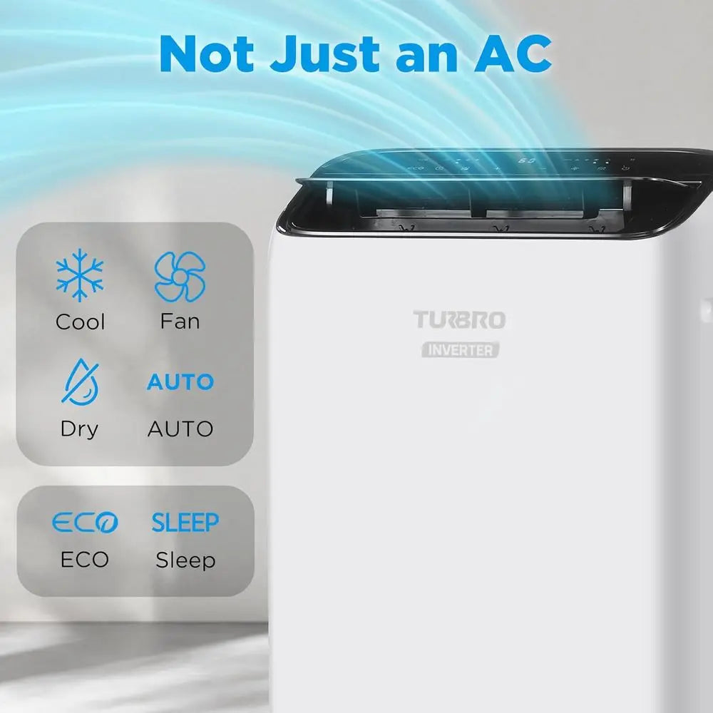 Portable 14,000 BTU Air Conditioner: High Efficiency, Quiet, Cools 600 Sq. Ft., Remote, WiFi, & Alexa Compatible