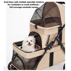 Double Pet Stroller for Small Cats and Dogs, Foldable Kittens Puppies Travel Strolling Cart with 2 Carriages, Lockable Wheels,