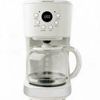 Coffee Machine, 12 Cup Programmable Drip Coffee Maker, Ivory & Chrome
