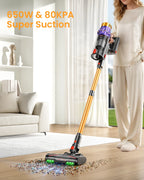 VAKERR M9/Y9 80KPA Cordless Vacuum Cleaner 650W Strong Suction Stick Vacuum 80Mins Runtime for Hard Floor Pet Hair and Carpet