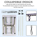 36" Folding Dog Pet Grooming Table Stainless Steel Frame Rubber Mat on Board with Adjustable Arm and Clamps pet dog Cat Grooming Table (PURPLE COLOR)