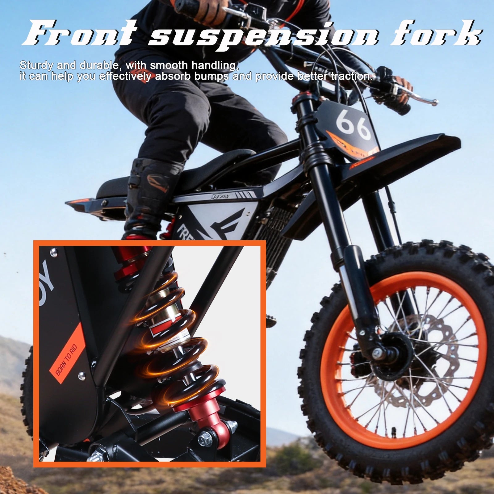 FREEBOY Y66 3000W Electric Dirt Bike for Adults Teens, 34MPH 48V 30Ah Lithium Battery Off-Road Electric Motorcycle, 12/10 Inch Fat Tire E-Bike Moped Scooter, 31-Mile Range 265LBS Load Hydraulic Disc Brake, Beach Snow Mountain