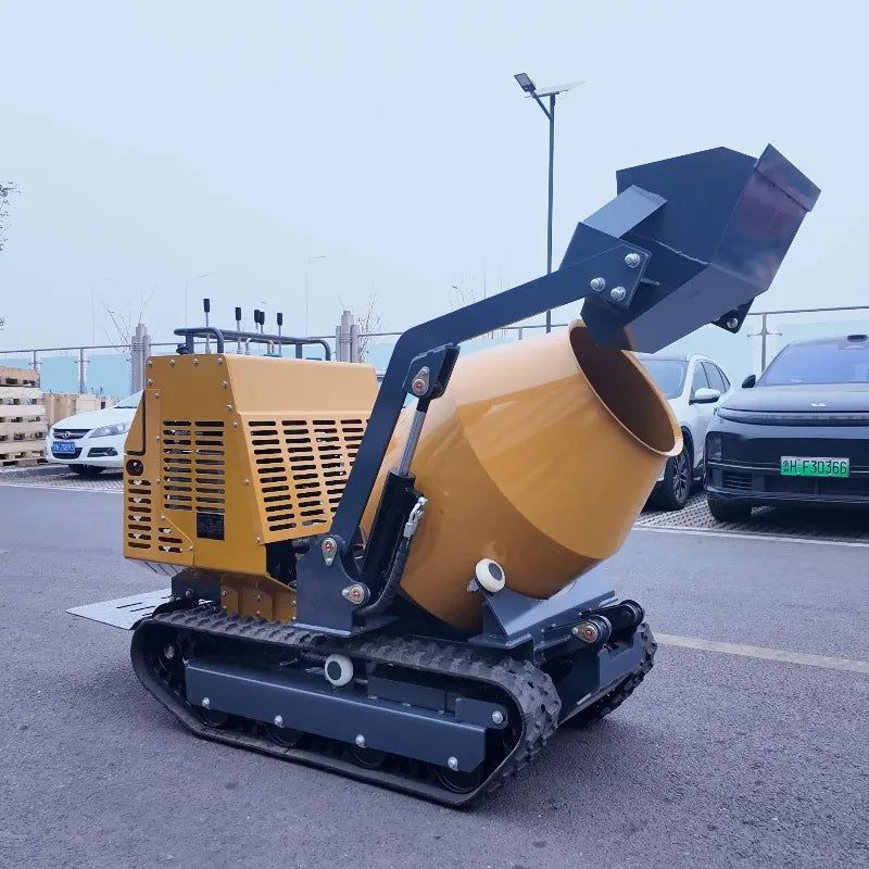 New Diesel Mini Portable Crawler Cement Mixer Machine with Tracks Gear 750L Small Dumper Truck Self-loading Concrete Mixer