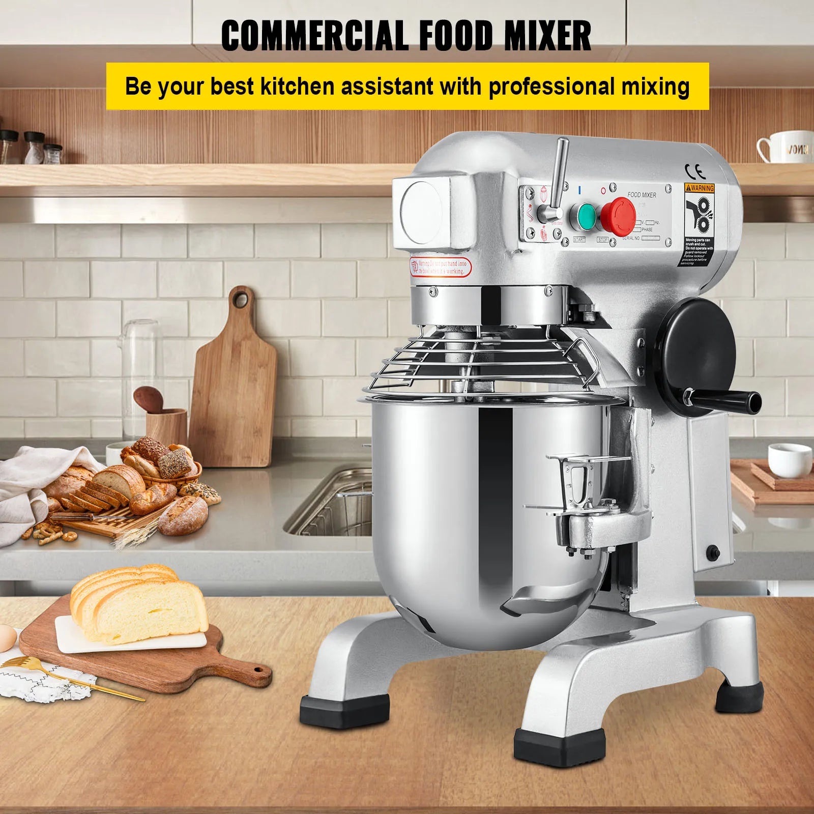 SucceBuy 10-30L Electric Dough Machine Stainless Steel Commercial Cream Egg Whisk Mixer Processor Kitchen Food Stand Blender