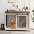 37 Dog Kennel Furniture, Sliding Door, Top Lip Table, Removable Divider for Medium Dogs