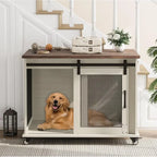 37 Dog Kennel Furniture, Sliding Door, Top Lip Table, Removable Divider for Medium Dogs
