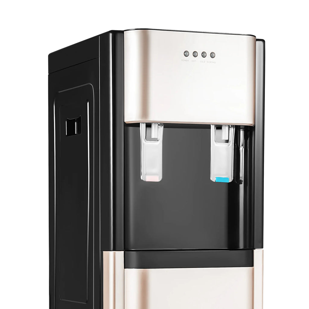 Water Cooler Dispenser, Water Cooler with Hot & Cold, Bottom Loading, Durable Stainless Steel Liner, PP Shell, 450W Heating, 70W Cooling for Home Kitchen, Anti-corrosion, Gold, US Standard