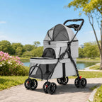 Double Pet Stroller for Small Cats and Dogs, Foldable Kittens Puppies Travel Strolling Cart with 2 Carriages, Lockable Wheels,