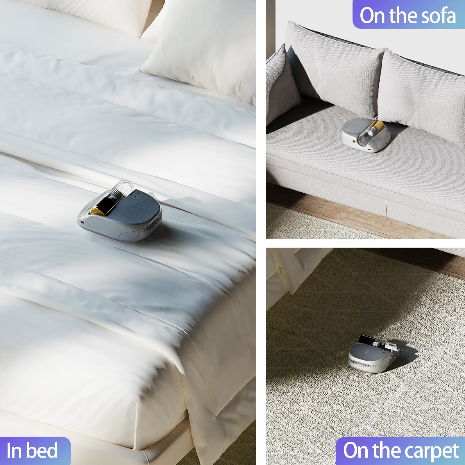 X1 Cordless Rechargeable Bed Cleaning Robot, Automatic Vacuum Cleaner with Strong Suction, Deep Dust Removal for Mattress and Fabric Surfaces, One Click Cleaning