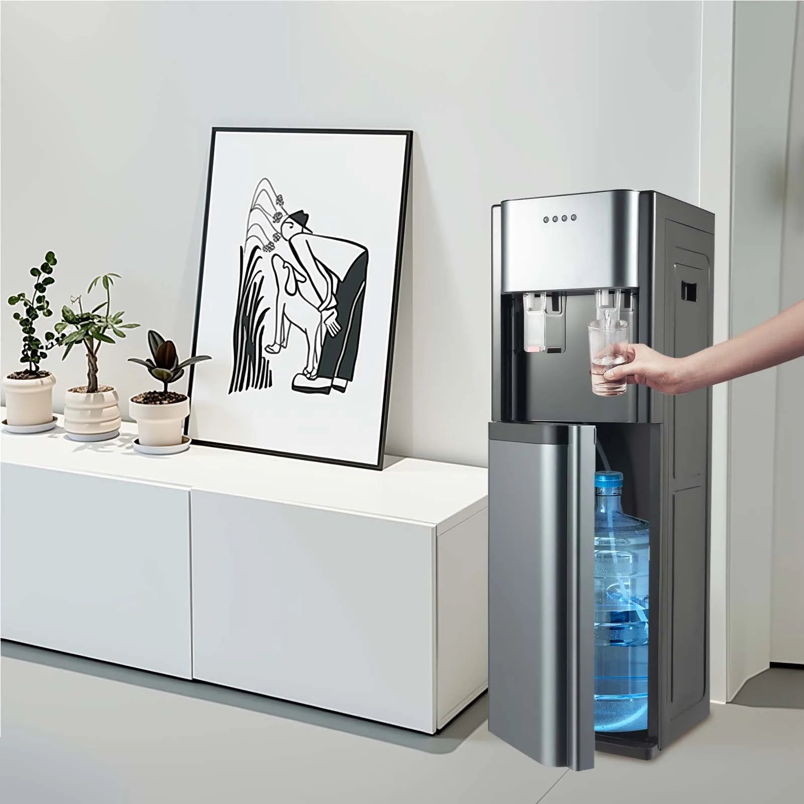 Bottom Loading Water Dispenser with Hot and Cold Water, Floor Standing Water Cooler with 450W Heating 65W Cooling for Home Office