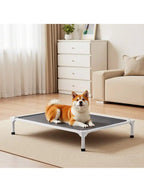 Elevated Dog Bed For Large Dogs, Portable Raised Dog Cot With Steel Metal Frame And Breathable Teslin Mesh, Indoor & Outdoor