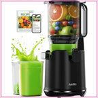 5.3" Large Mouth Feed Chute Juicer - Cold Press for Fruits & Veggies - Self Feeding, Hands-Free, Easy Clean