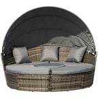Outdoor Convertible Daybed, 4Pc Furniture Set, Sofa, Coffee Table, Chairs, Gray