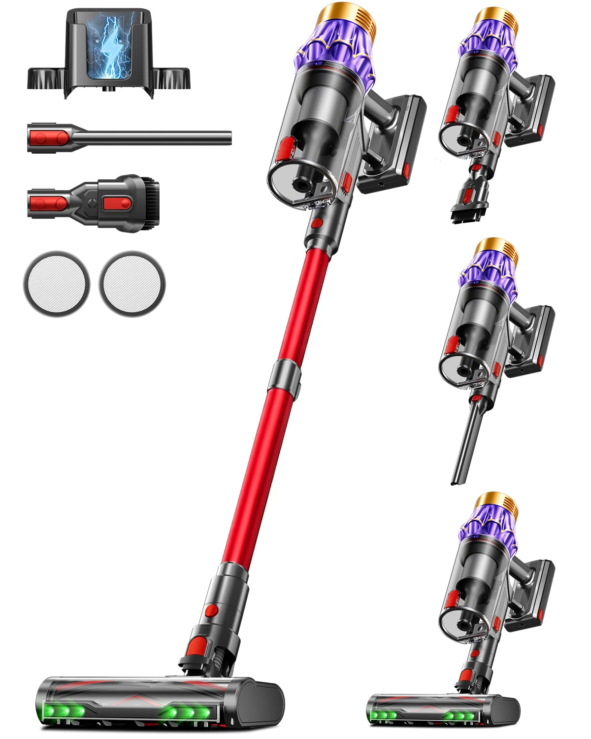 VAKERR M9/Y9 80KPA Cordless Vacuum Cleaner 650W Strong Suction Stick Vacuum 80Mins Runtime for Hard Floor Pet Hair and Carpet