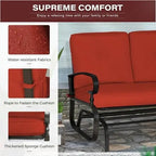 Outdoor Patio Glider Chair, Rocking Glider Bench for 2 Person, Porch Furniture Loveseat Seating, Wrought Iron Patio