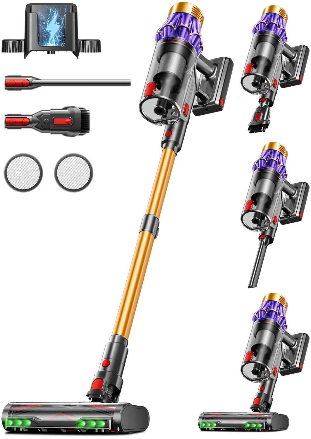 VAKERR M9/Y9 80KPA Cordless Vacuum Cleaner 650W Strong Suction Stick Vacuum 80Mins Runtime for Hard Floor Pet Hair and Carpet