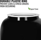 Porcelain Water Crock Dispenser with Stainless Steel Faucet, Fits 3-5 Gallon Jugs, Solid Black