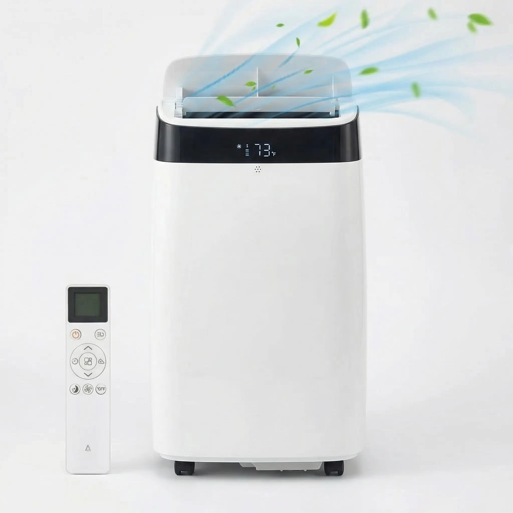 Portable Air Conditioner Cools Rooms Up To 450 Sq Ft 3 In 1 Quiet AC Unit With 3 Speeds Remote Control 24H Timer Smart Control Panel Multi Function Modes For Home Office Bedroom