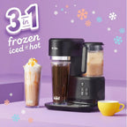 3-in-1 Hot & Iced Coffee/Tea Maker with Built-In Blender, Includes Reusable Filter, Scoop, Recipe Book, 2 Tumblers, Lids, Straws
