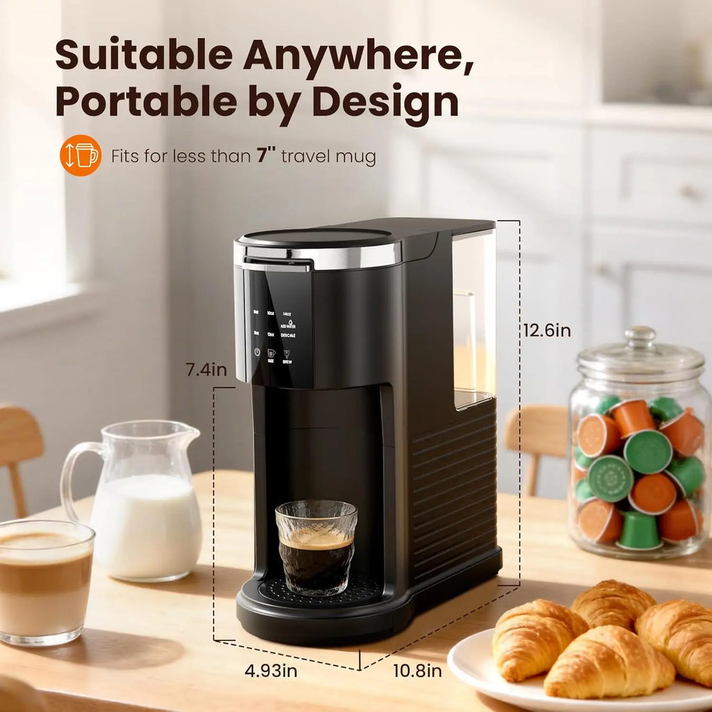 Single Serve Coffee Maker, 2 in 1 Drop Coffee Machine Compatible with K Cup & Ground Coffee, 5 Brew Sizes 6-14 Oz, 40oz Remov