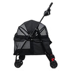 4 Wheels Dog Cat Stroller, Outdoor Travel Pet Folding Stroller, Dog Cat Cage Stroller with Cup Holder, Visible Window for Mediu