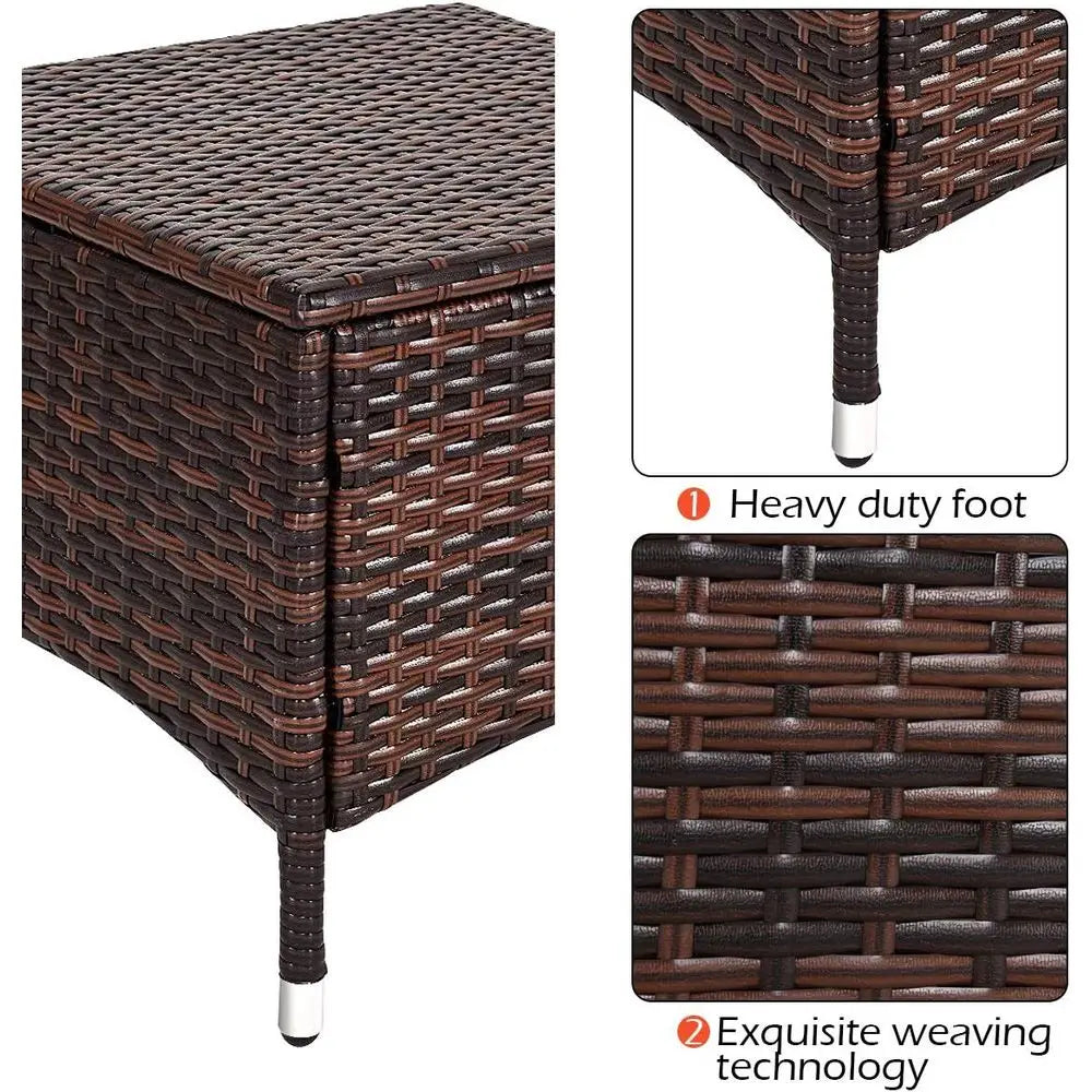 3-Piece Patio Furniture Set: 2 Wicker Chairs with Glass Top Coffee Table, Outdoor Garden Porch Poolside Seating