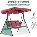 3-Person Outdoor Patio Swing Chair, Steel and Textile Seat Glider