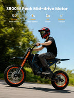 Qlife Vela E5 Electric Dirt Bike for Teens Adults, 3500W Peak Mid-Drive Motor, 37MPH Electric Motorcycle with 48V 23Ah Battery, Full Suspension