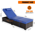 Outdoor Chaise Lounge Chairs Set of 2, 78" Pool Lounge Chairs with Adjustable Back, Foldable Side Table & Washable Cushions, Wicker Rattan Patio Loungers for Poolside Deck Beach Yard