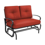 Outdoor Patio Glider Chair, Rocking Glider Bench for 2 Person, Porch Furniture Loveseat Seating, Wrought Iron Patio
