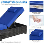 Outdoor Chaise Lounge Chairs Set of 2, 78" Pool Lounge Chairs with Adjustable Back, Foldable Side Table & Washable Cushions, Wicker Rattan Patio Loungers for Poolside Deck Beach Yard