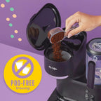 3-in-1 Hot & Iced Coffee/Tea Maker with Built-In Blender, Includes Reusable Filter, Scoop, Recipe Book, 2 Tumblers, Lids, Straws